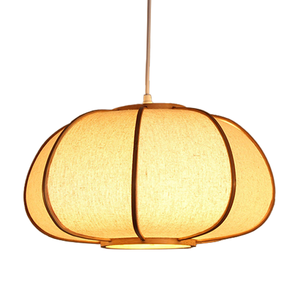 VOFFOV® Bamboo Pumpkin Shape Pendant Light 1 Head Suspended Lighting Fixture, No Bulb