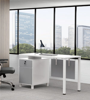 VOFFOV® Writing Desk with Drawer Cabinet White