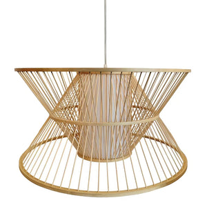 VOFFOV® Natural Geometric Bamboo Pendant Light, No Bulb