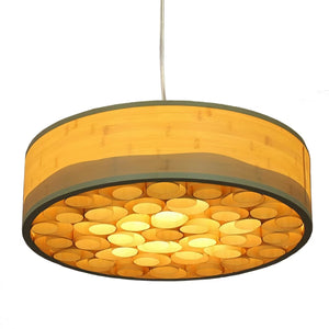 VOFFOV® Modern Cylindrical Pendant Lighting Bamboo Hanging Light Fixture, No Bulb