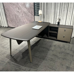 L-Shaped Executive Desk with File Cabinet Drawers