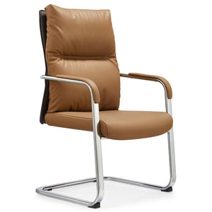VOFFOV® PU Leather Meeting Room Chair Orange Fixed Arms and Lumbar Support