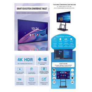 Interactive Whiteboard 4K HD 55" Touchscreen All-in-One Digital Display Board (Board+Stand)