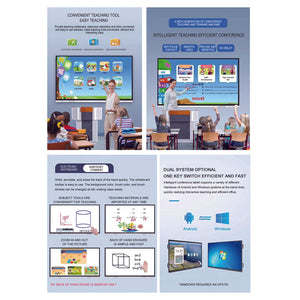 Smart Board for Conference 65 inch 4K HD Interactive Smart Whiteboard With Rolling Stand