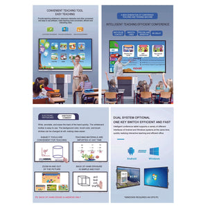 75 inches Electronic Interactive Smart Whiteboard Presentation for Office Business Presentations with Rolling Stand