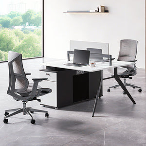 2 Person Workstation with Glass Privacy Panel