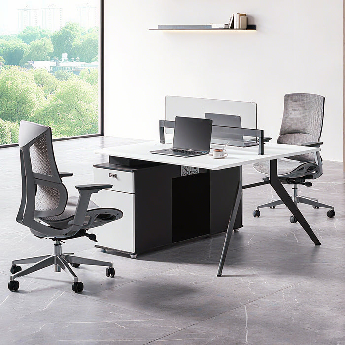 2 Person Workstation with Glass Privacy Panel