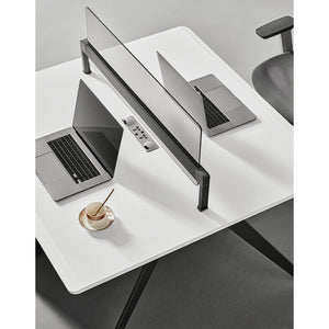 2 Person Workstation with Glass Privacy Panel