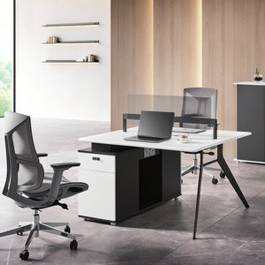 2 Person Workstation with Glass Privacy Panel