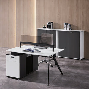 2 Person Workstation with Glass Privacy Panel
