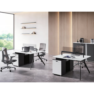2 Person Workstation with Glass Privacy Panel