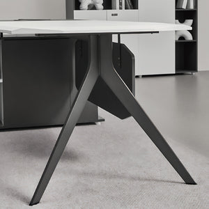 L-Shaped Desk With Drawers and File Cabinet Wide Workspace