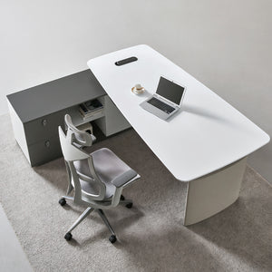 Adjustable Height L-Shaped Standing Desk With Storage Cabinet