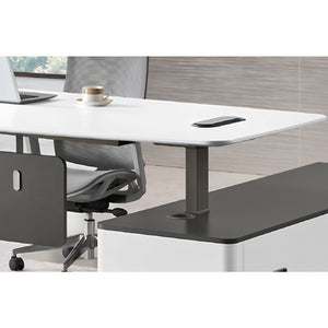 Adjustable Height L-Shaped Standing Desk With Storage Cabinet