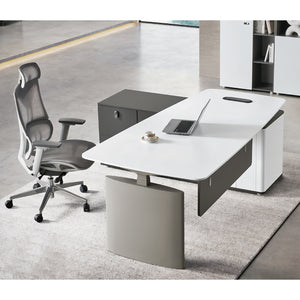 Adjustable Height L-Shaped Standing Desk With Storage Cabinet