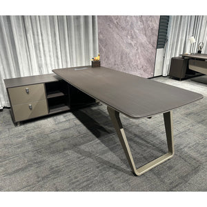 L-Shaped Executive Office Desk With Drawers, File Cabinet