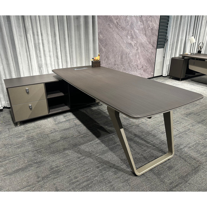 L-Shaped Executive Office Desk With Drawers, File Cabinet