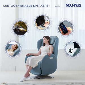 Nouhaus Luna Modern Heated Massage Chair Aqua Blue
