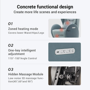 Nouhaus Luna Modern Heated Massage Chair Aqua Blue