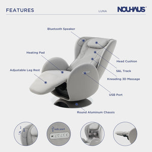 Nouhaus Luna Zero Gravity Massage Chair Elder White