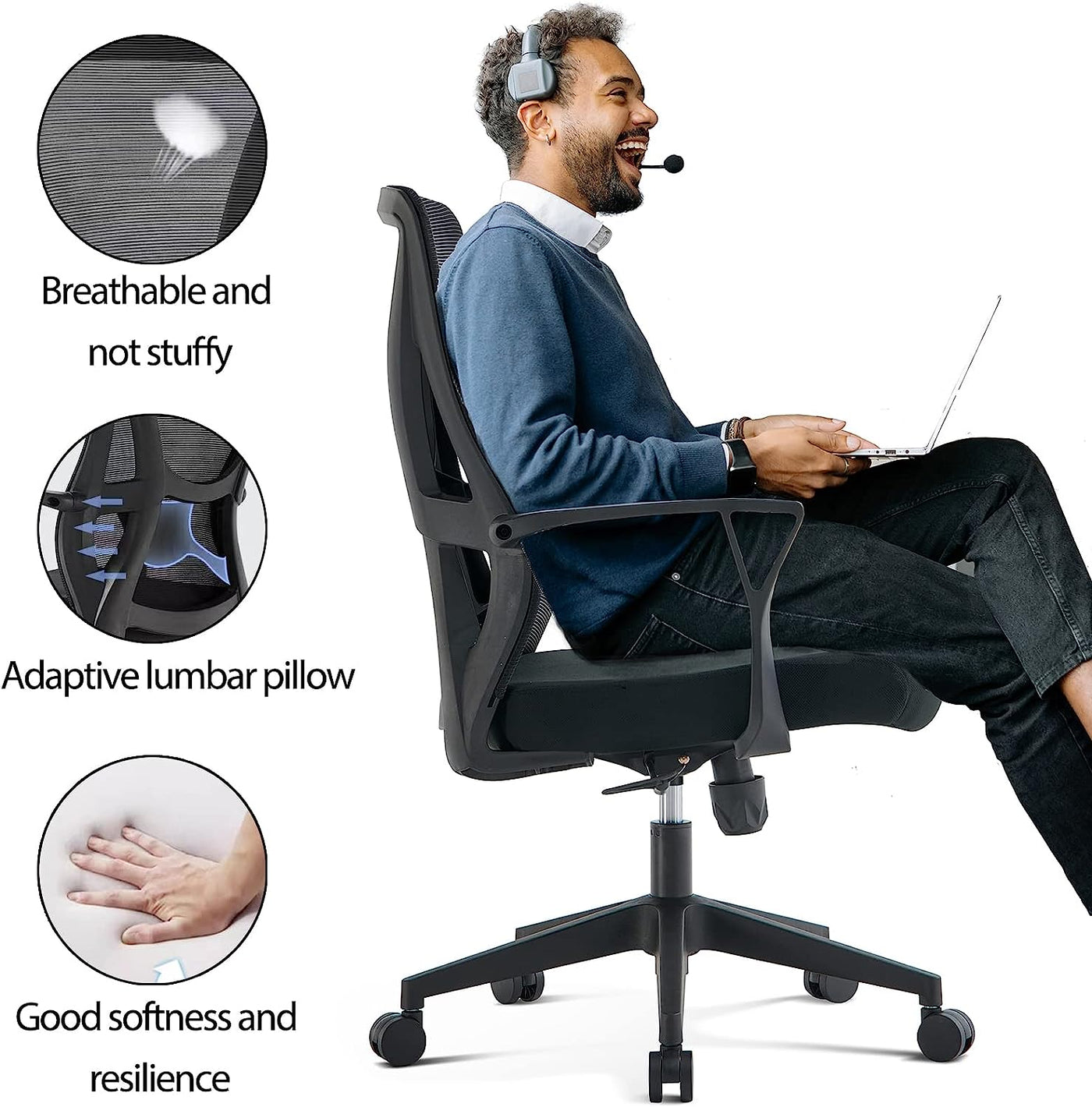Computer Chair Swivel Task Chair with Lumbar Support – VOFFOV