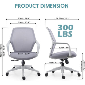 VOFFOV® 360° Swivel Task Chair for Home Office Grey