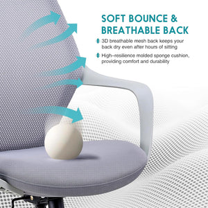VOFFOV® 360° Swivel Task Chair for Home Office Grey