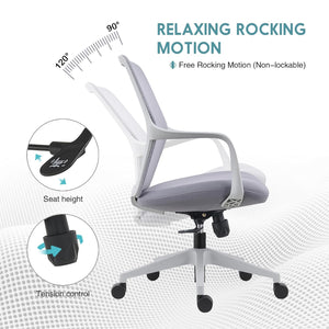 VOFFOV® 360° Swivel Task Chair for Home Office Grey