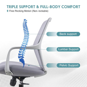 VOFFOV® 360° Swivel Task Chair for Home Office Grey