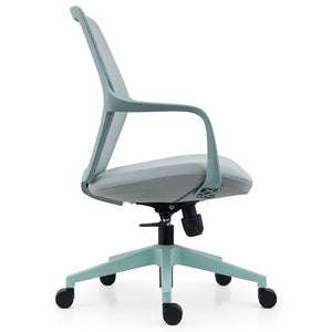 VOFFOV® Mesh Desk Chair with Angled Armrests, Breathable Backrest & Cushion Green