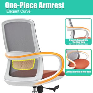 VOFFOV® Computer Chair with One-piece Armrest Breathable Mesh Executive Swivel Chair