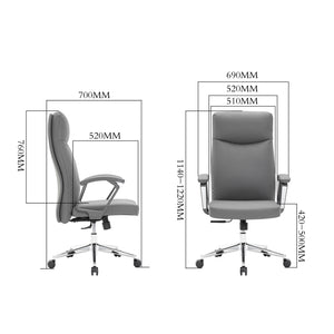 VOFFOV® High-Back Leather Executive Swivel Office Chair with Padded Arms