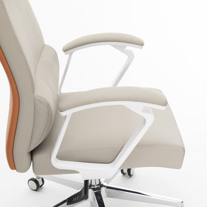 VOFFOV® Modern Executive High-Back Office Leather Chair with Arms and Lumbar Support