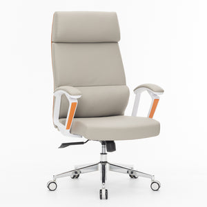 VOFFOV® Modern Executive High-Back Office Leather Chair with Arms and Lumbar Support