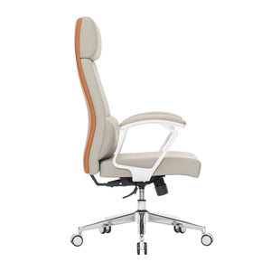VOFFOV® Modern Executive High-Back Office Leather Chair with Arms and Lumbar Support