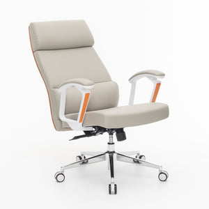 VOFFOV® Modern Executive High-Back Office Leather Chair with Arms and Lumbar Support
