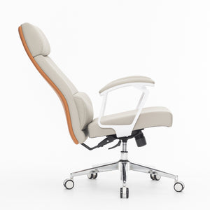 VOFFOV® Modern Executive High-Back Office Leather Chair with Arms and Lumbar Support