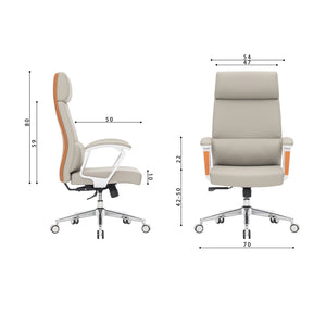 VOFFOV® Modern Executive High-Back Office Leather Chair with Arms and Lumbar Support