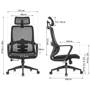 VOFFOV® Executive Office Chair with Headrest Lumbar Support Wheels