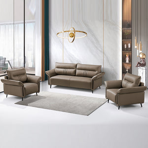 VOFFOV® 80.7 inch PU Leather Sofa Set Brown(Without Coffee Table)