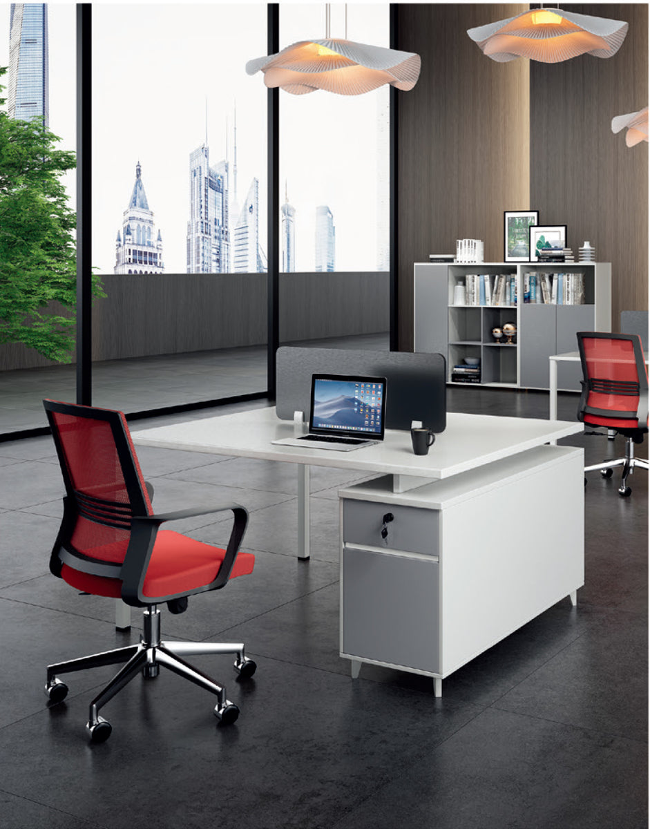 Face To Face Two Seater Office Workstation with White Leg-VOFFOV Desks