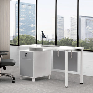 VOFFOV® Writing Desk with Drawer Cabinet White