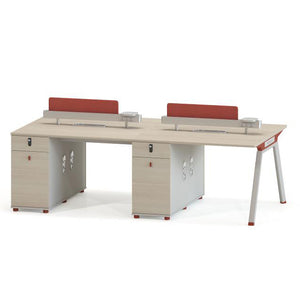 VOFFOV® 4-person Modular Office Workstation with Metal Legs, Drawer and Storage