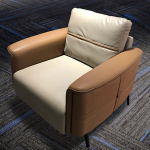 VOFFOV 36.6 inch PU Leather Sofa with Back Cushions and Rounded Arms
