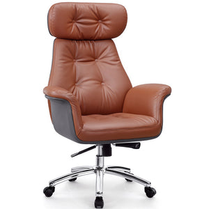 VOFFOV® High Back Brown Office Chair PU Leather with Headrest