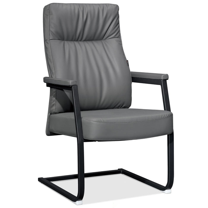 VOFFOV® Visitor Chair With Steel Metal Frame PU Leather