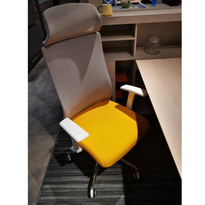 VOFFOV® Mesh Ergonomic Chair, Premium Office & Computer Chair with Adjustable Headrest - Yellow Grey