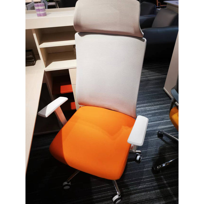 VOFFOV® Mesh Ergonomic Chair, Premium Office & Computer Chair with Adjustable Headrest - Orange Grey