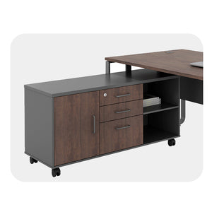 VOFFOV® 3 Drawer Mobile Lateral Wood Filing Cabinet On Wheels