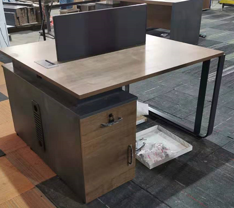 Two person desk outlet with drawers